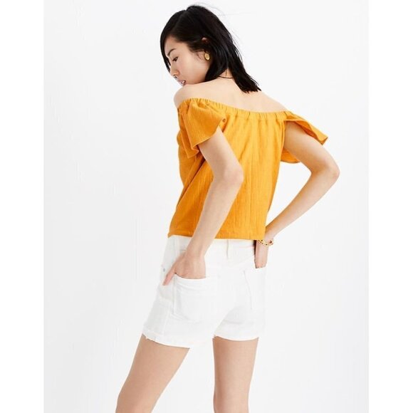 Madewell Tops - Madewell Texture & Thread Tie Waist Off the Shoulder Top Yellow Size XS